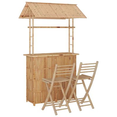 vidaXL Set mobilier de bar, 3 piese, bambus